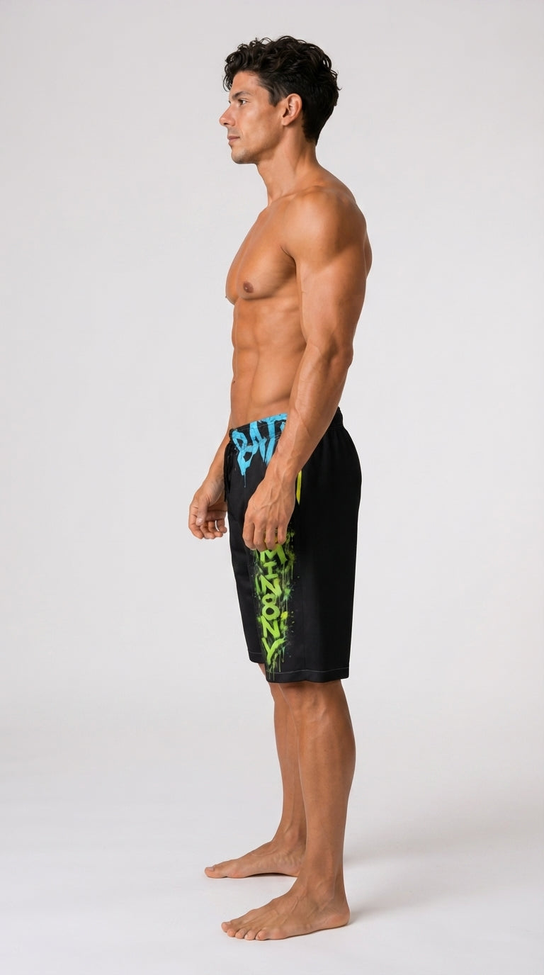 DOMIN8NY Graffiti Crown Over-the-Knee Shorts