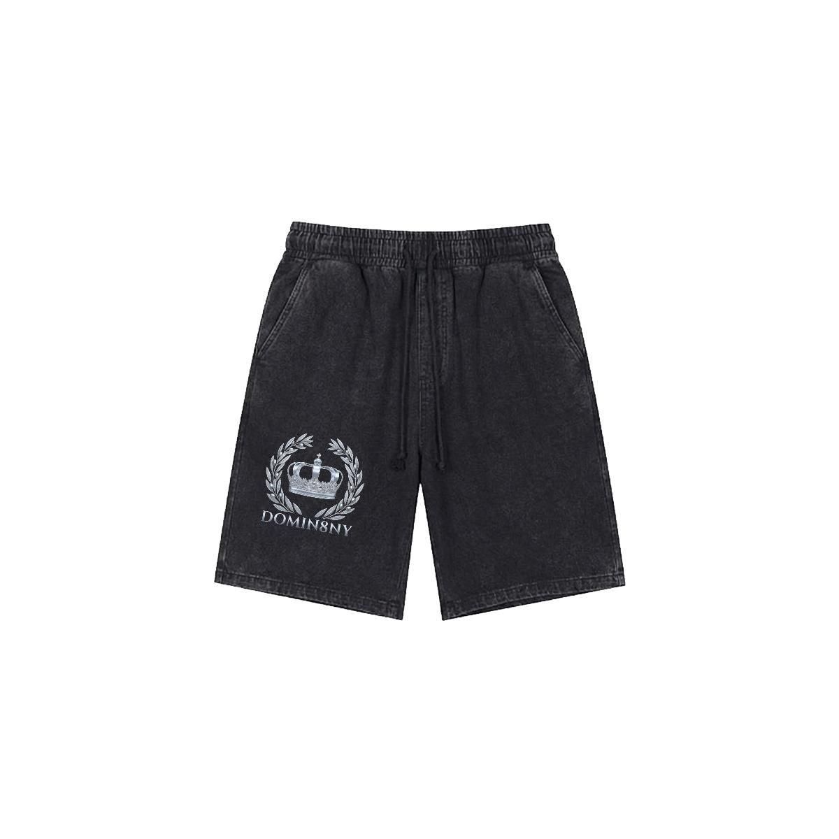 CROWN Men’s Vintage Wash Drawstring Shorts|350GSM DTF