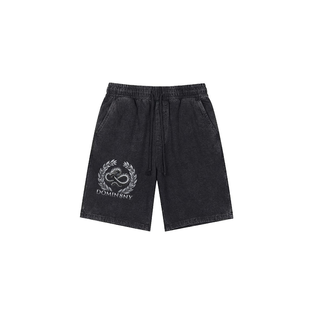 DRAGON Men’s Vintage Wash Drawstring Shorts|350GSM DTF