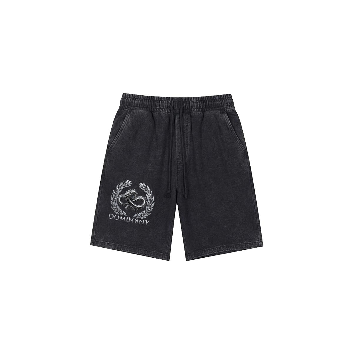 DRAGON Men’s Vintage Wash Drawstring Shorts|350GSM DTF