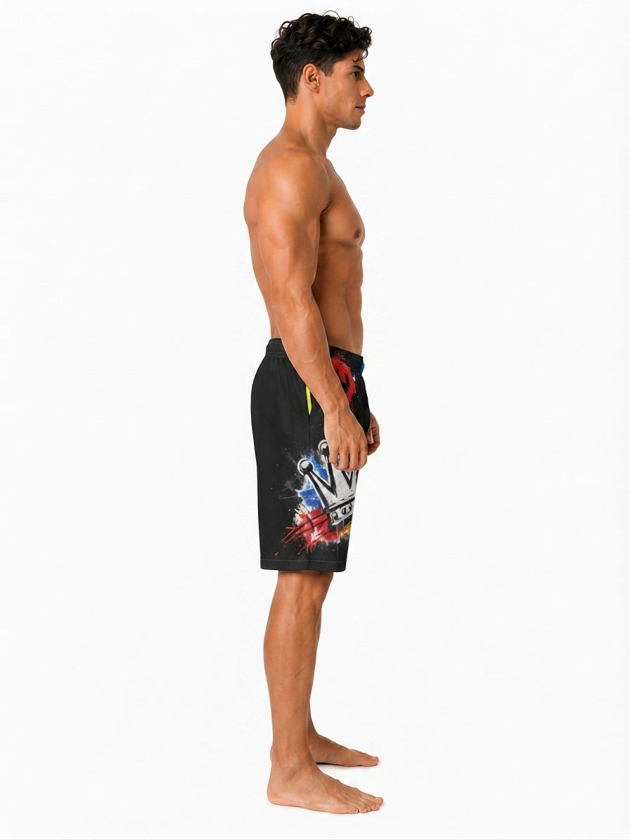 DOMIN8NY Graffiti Crown Over-the-Knee Shorts