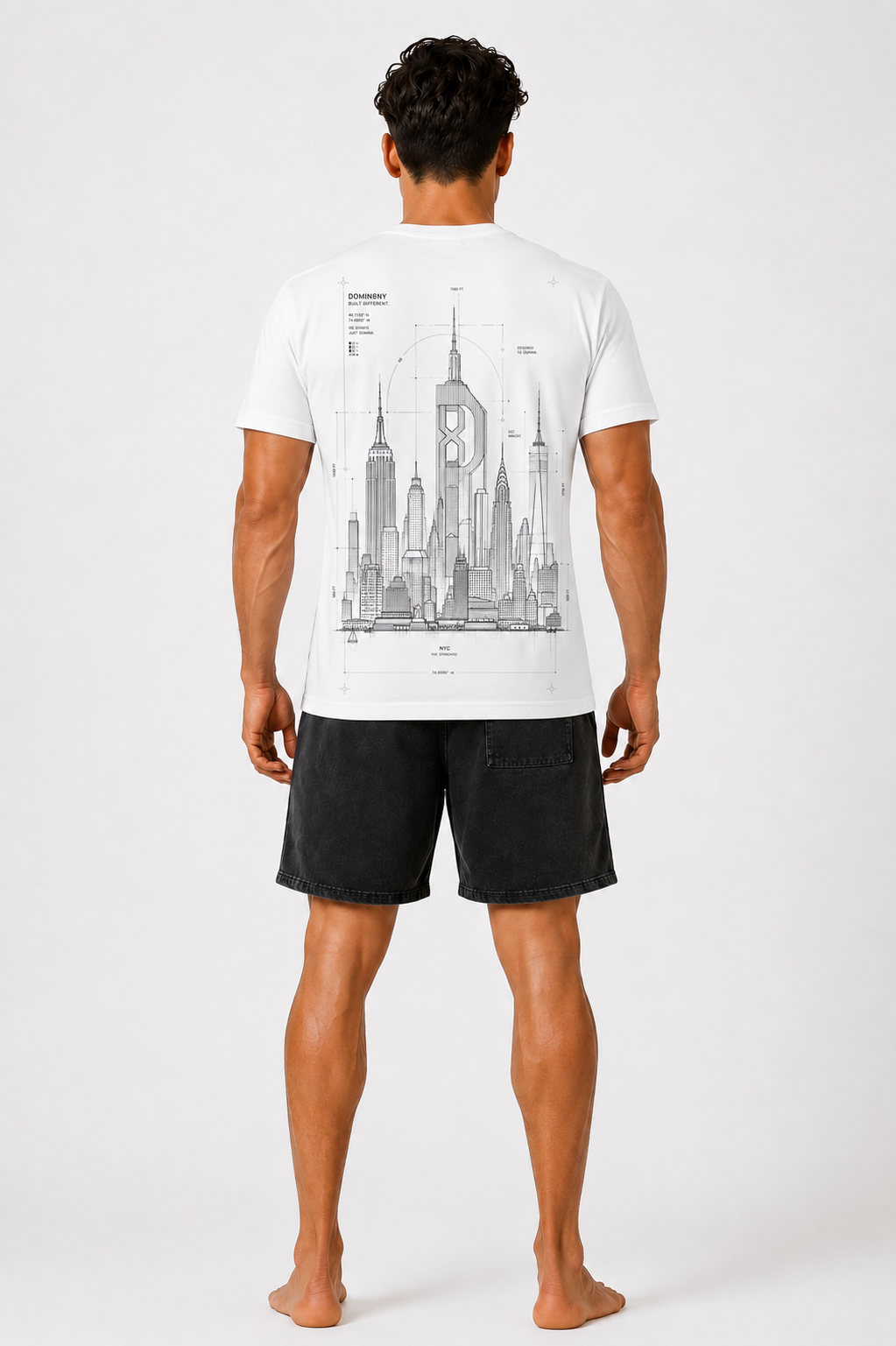 DOMIN8NY NYC Architect graphic T-shirt, New York lifestyle view