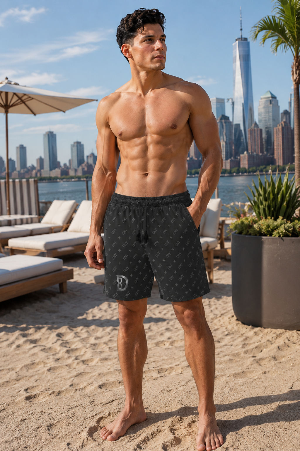 DOMIN8NY Men's Lined Beach Shorts