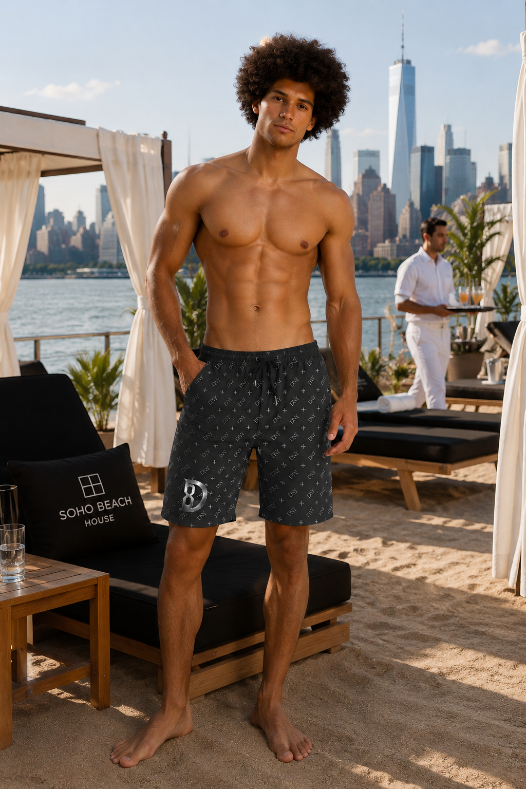 DOMIN8NY Men's Lined Beach Shorts
