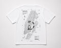 Model wearing the black DOMIN8NY NYC Blueprint T-shirt, video preview