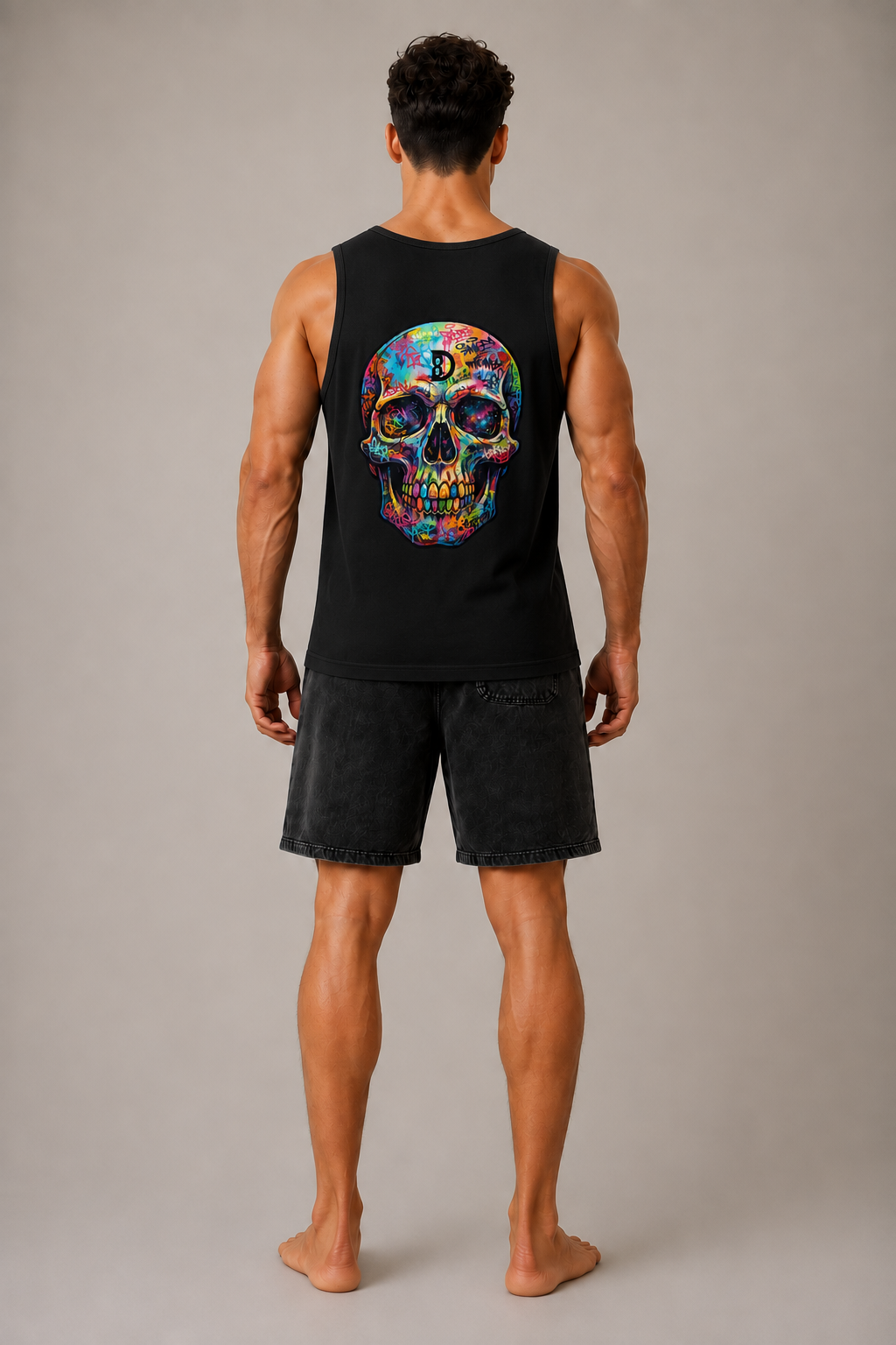DOMIN8NY Graffiti Skull Tank Top