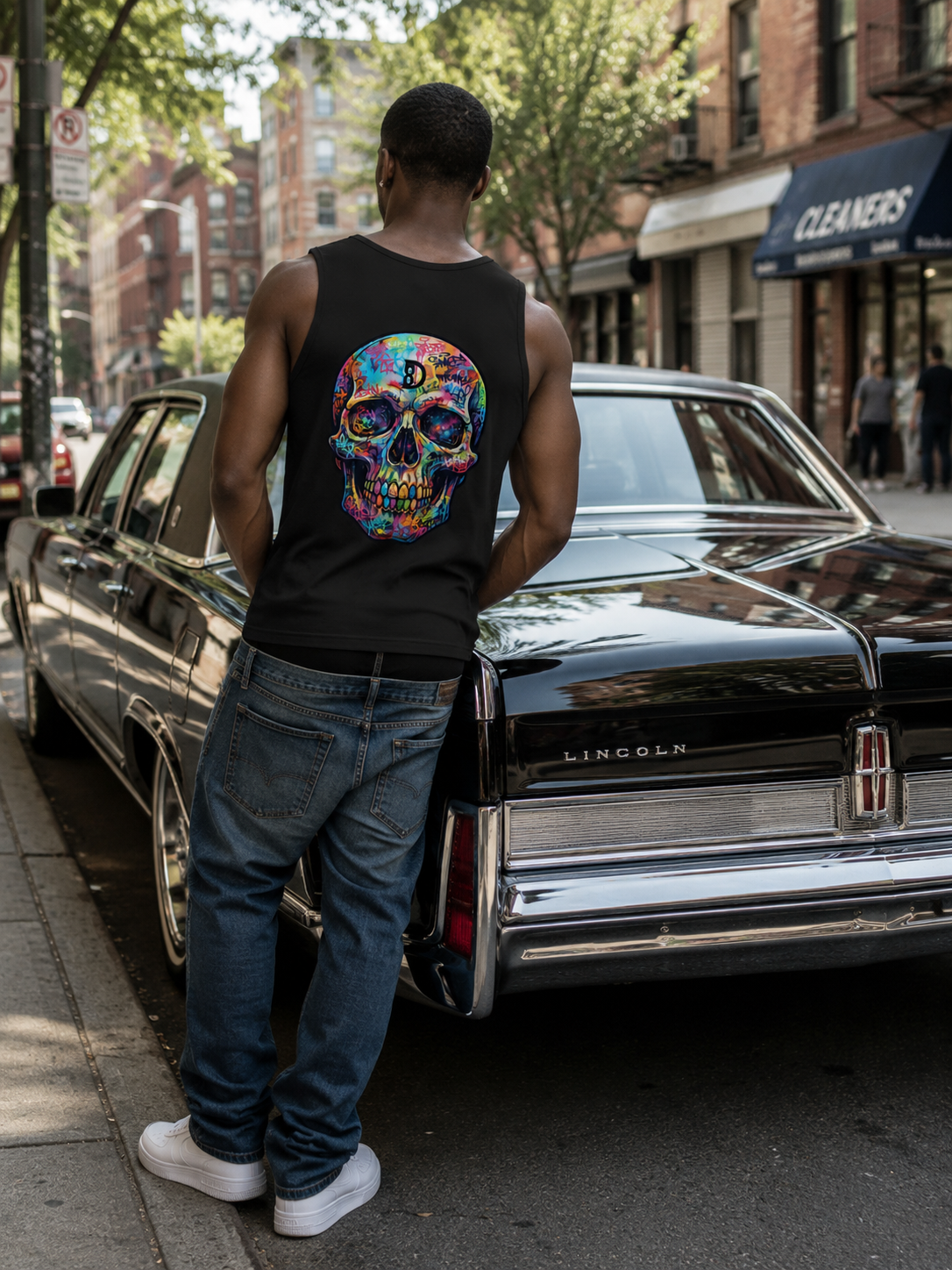 DOMIN8NY Graffiti Skull Tank Top