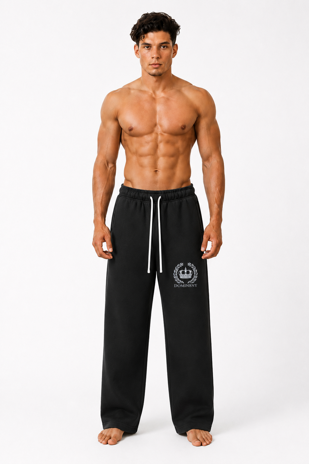 DOMIN8NY Crown straight-leg pants, drawstring detail view
