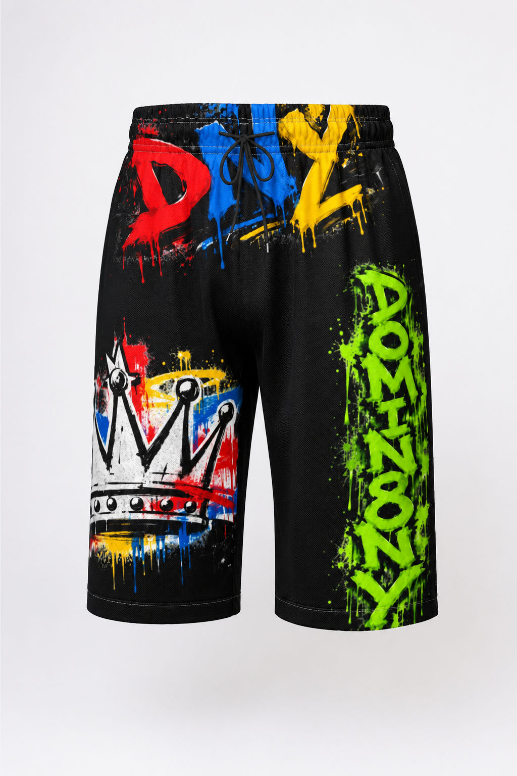 DOMIN8NY Graffiti Crown Over-the-Knee Shorts — product image 2