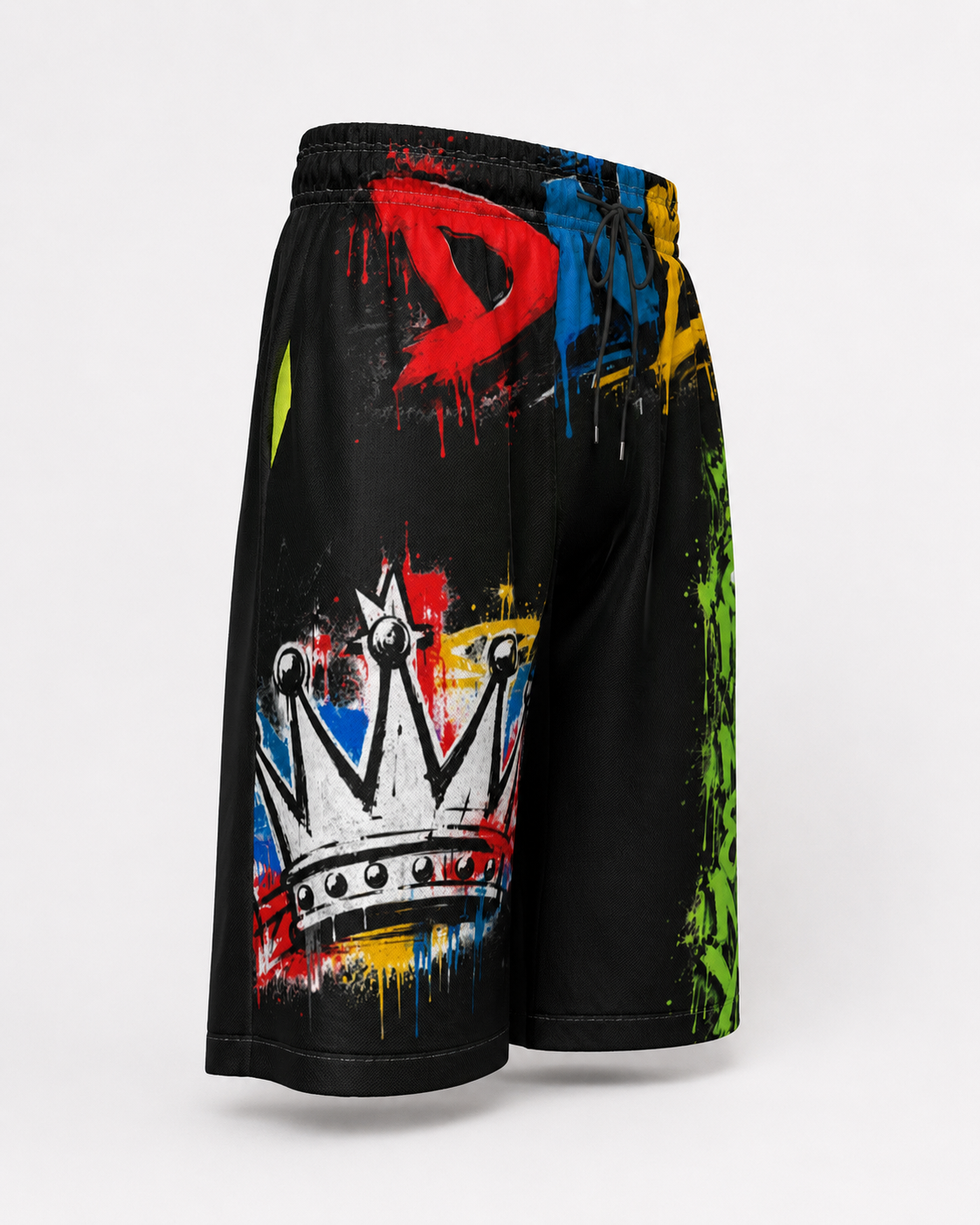 DOMIN8NY Graffiti Crown Over-the-Knee Shorts