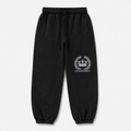 Model wearing the black DOMIN8NY Crown fleece sweatpants, video preview