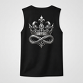 Black DOMIN8NY Crown graphic tank top, back product view