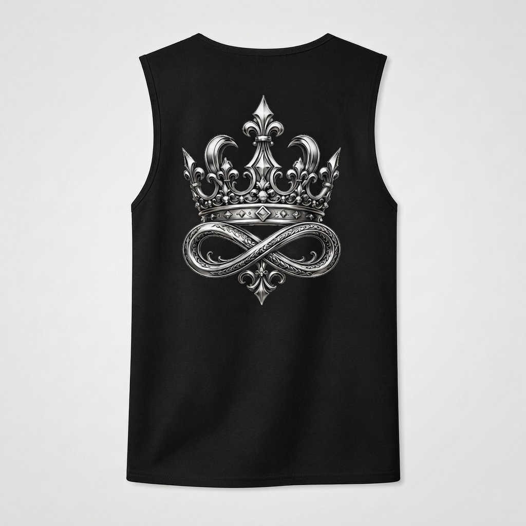Black DOMIN8NY Crown graphic tank top, back product view
