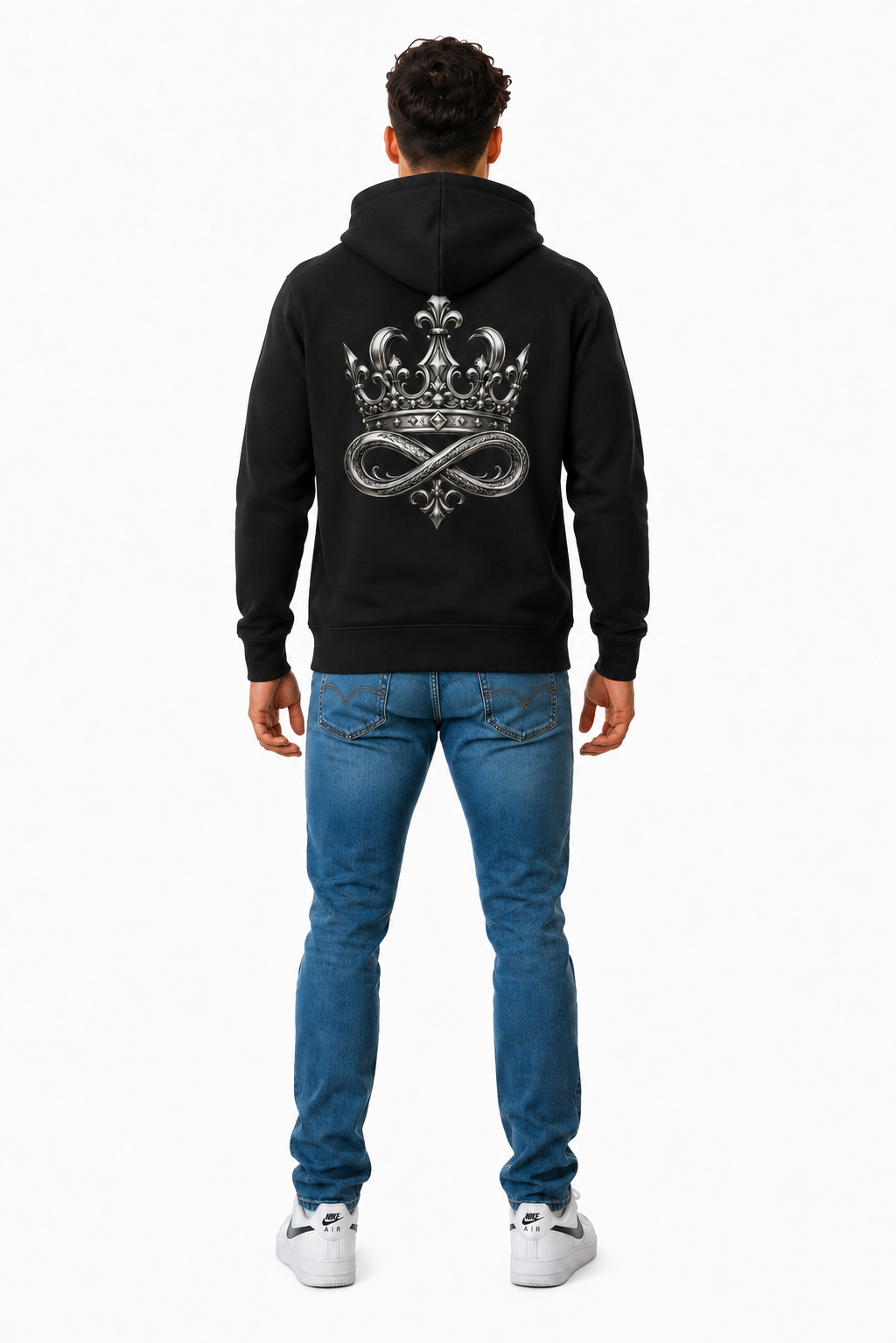 DOMIN8NY Crown graphic zip-up hoodie, lifestyle view