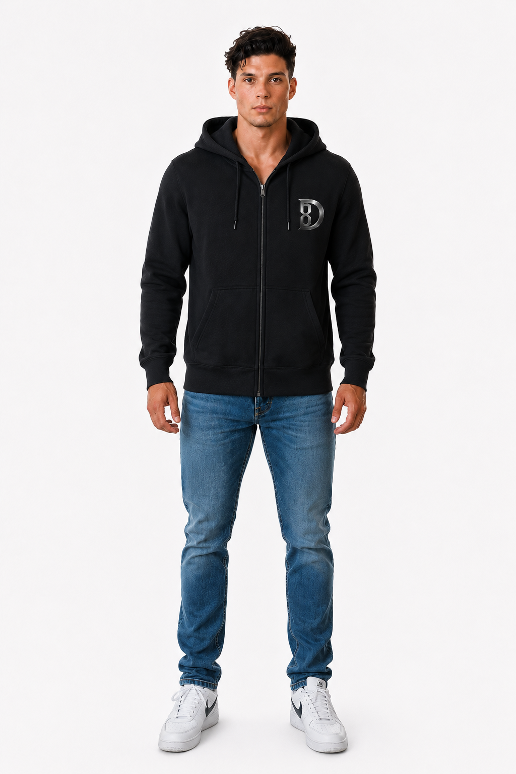 DOMIN8NY Crown zip-up hoodie, graphic detail view