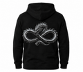 Model wearing the black DOMIN8NY Dragon fleece hoodie, video preview