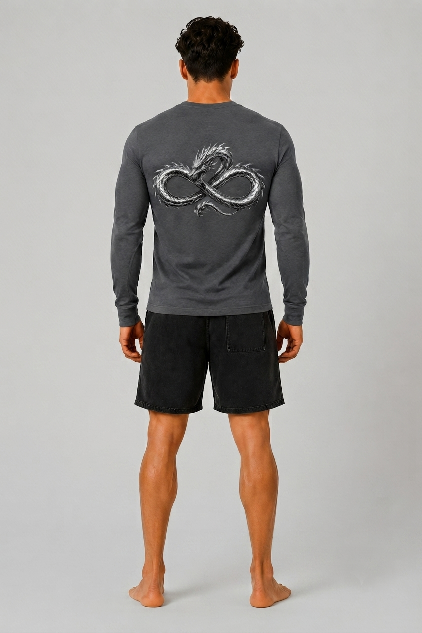 DOMIN8NY Dragon graphic long-sleeve T-shirt, lifestyle view