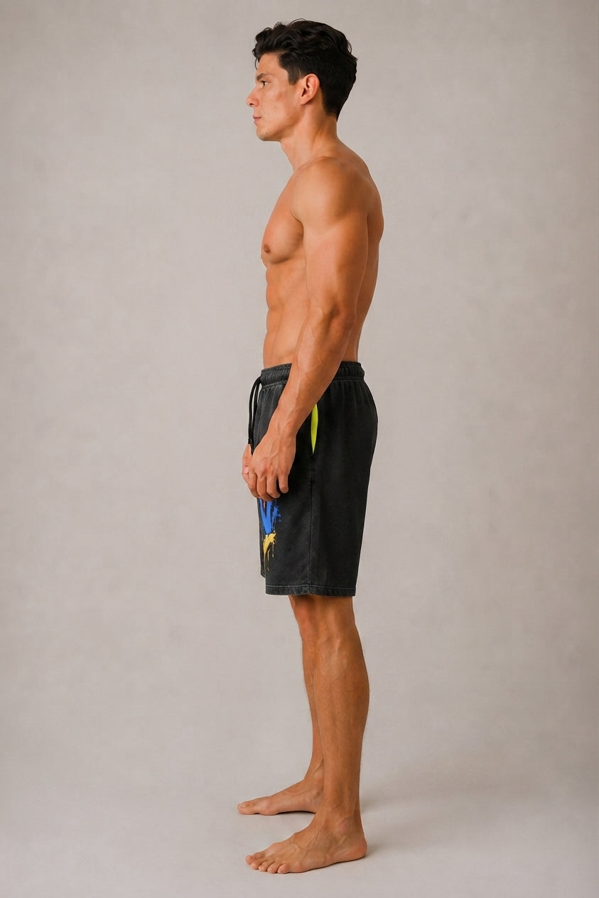 DOMIN8NY Graffiti Dragon Over-the-Knee Shorts