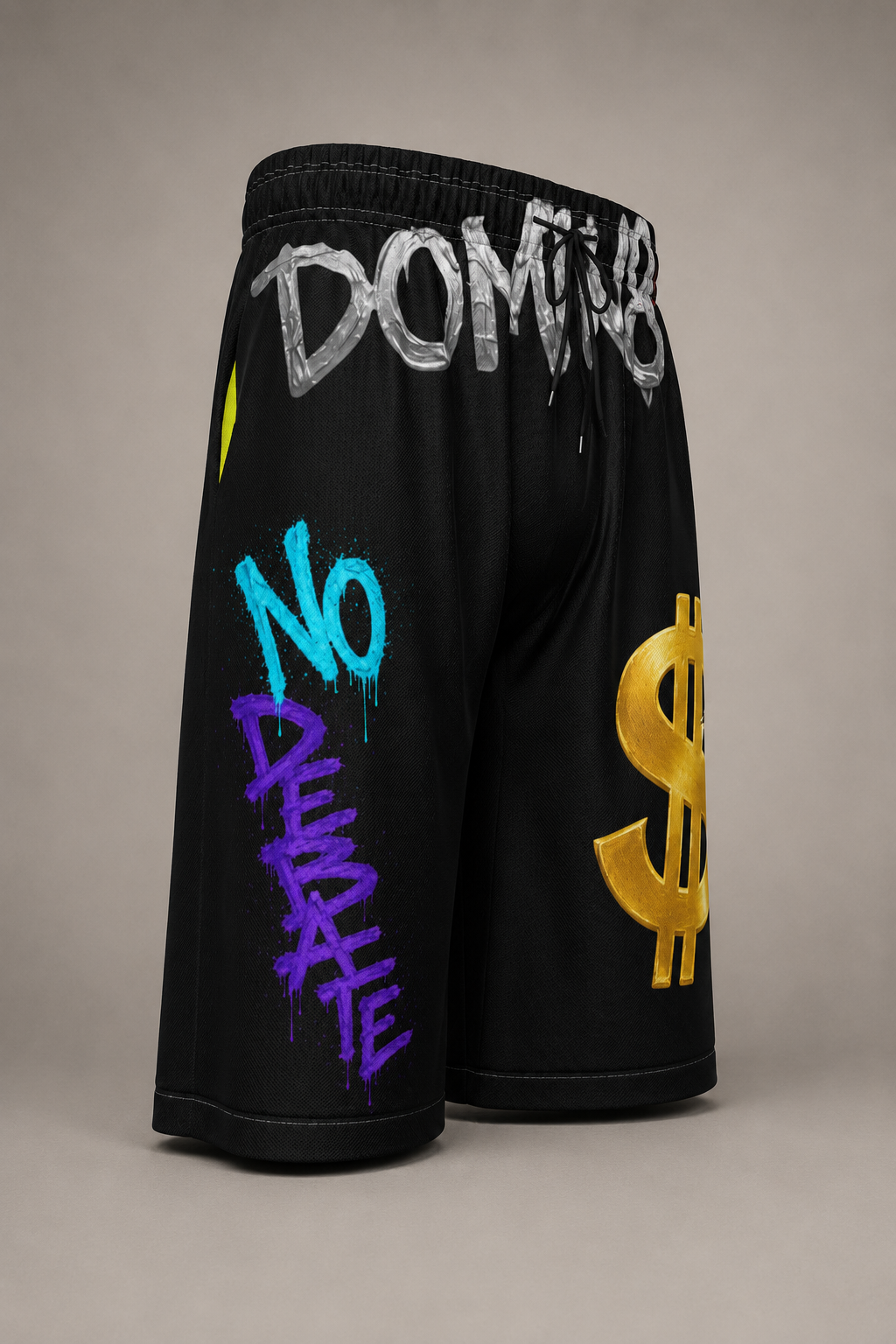 DOMIN8NY Graffiti Dollar Sign Over-the-Knee Shorts — product image 9