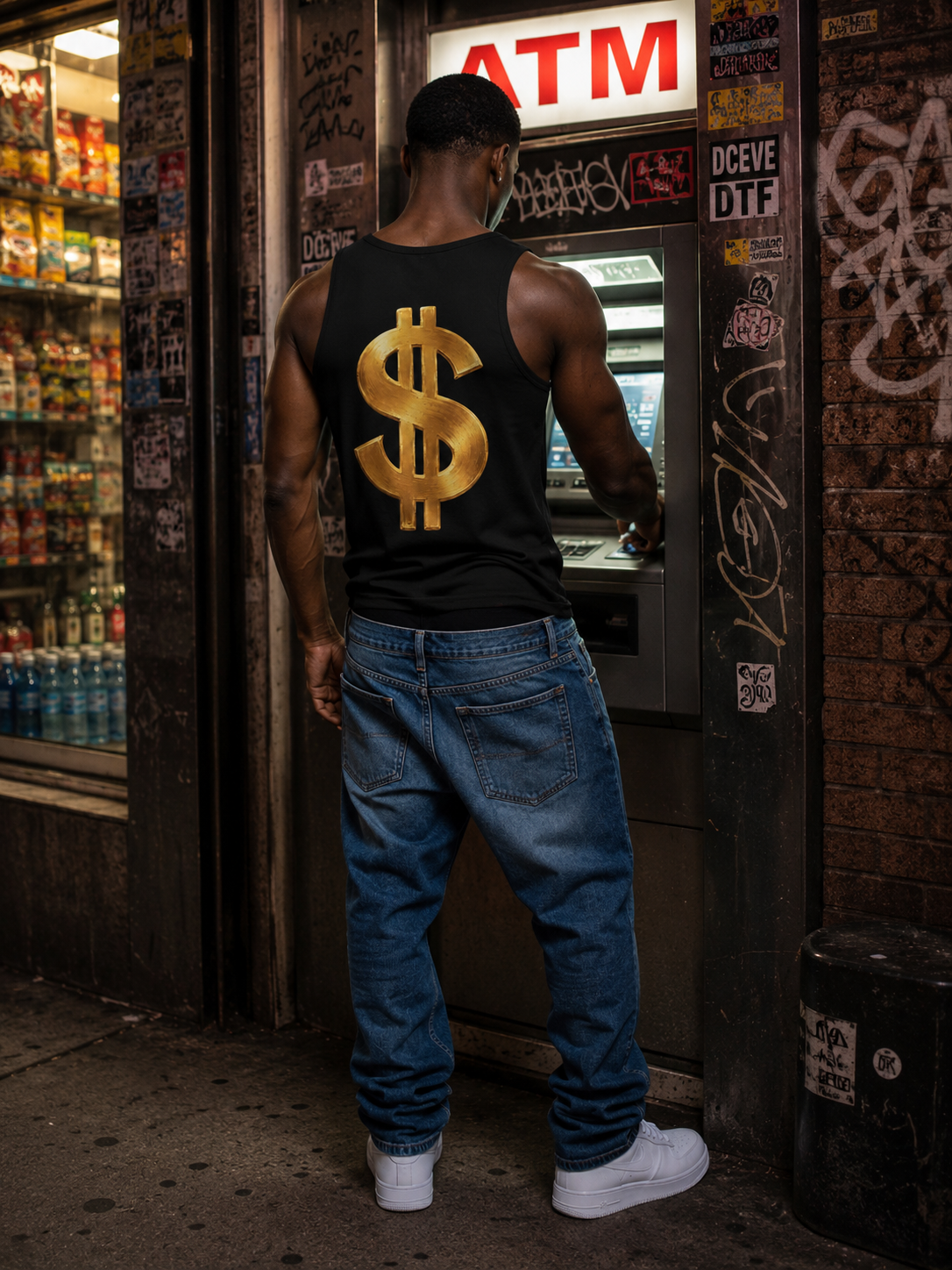DOMIN8NY Graffiti Dollar Sign Tank Top