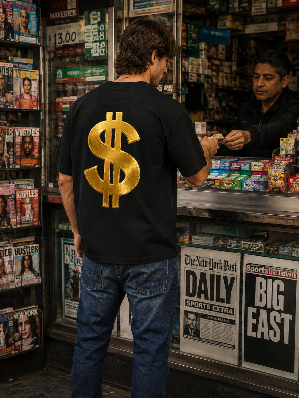DOMIN8NY Graffiti Dollar Sign Graphic T-Shirt