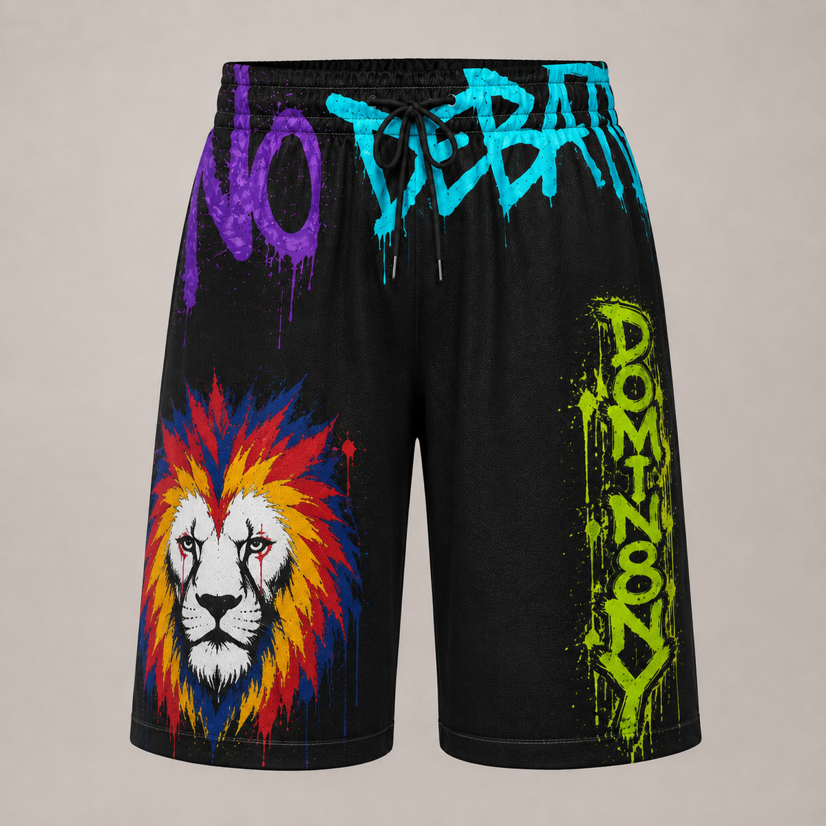 DOMIN8NY Graffiti Lion Over-the-Knee Shorts — product image 2