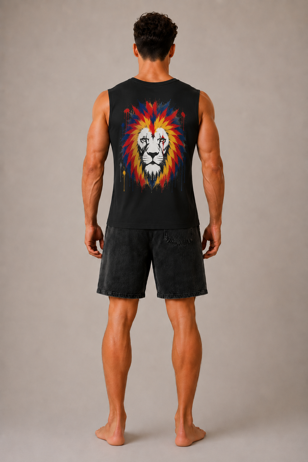DOMIN8NY Graffiti Lion Tank Top