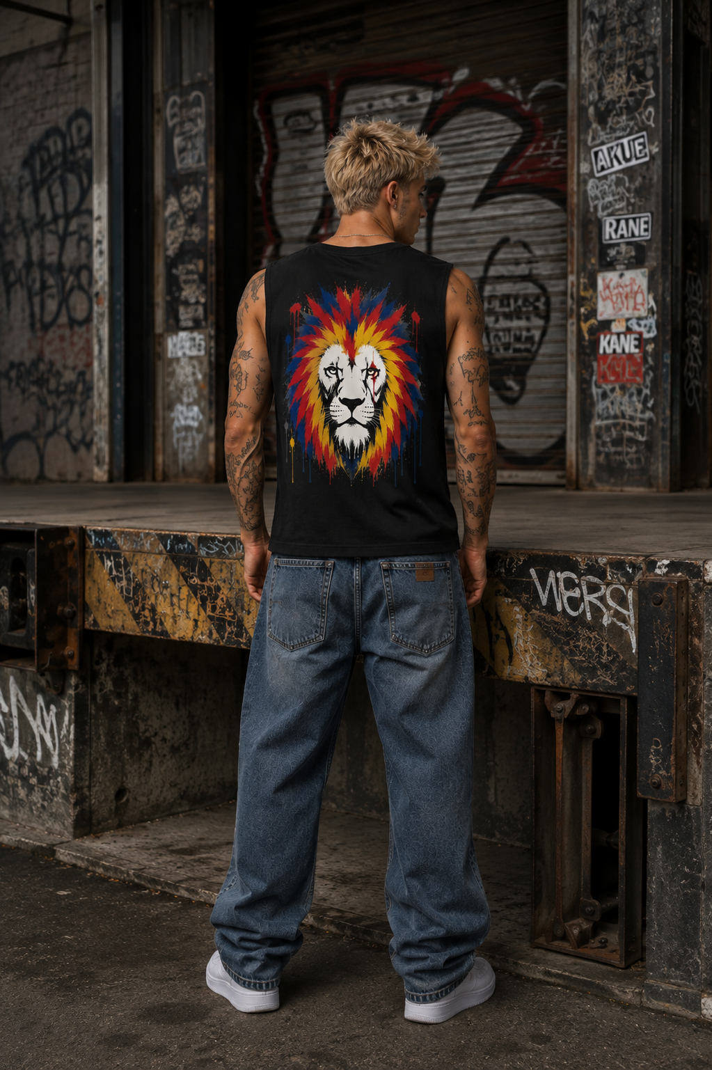 DOMIN8NY Graffiti Lion Tank Top