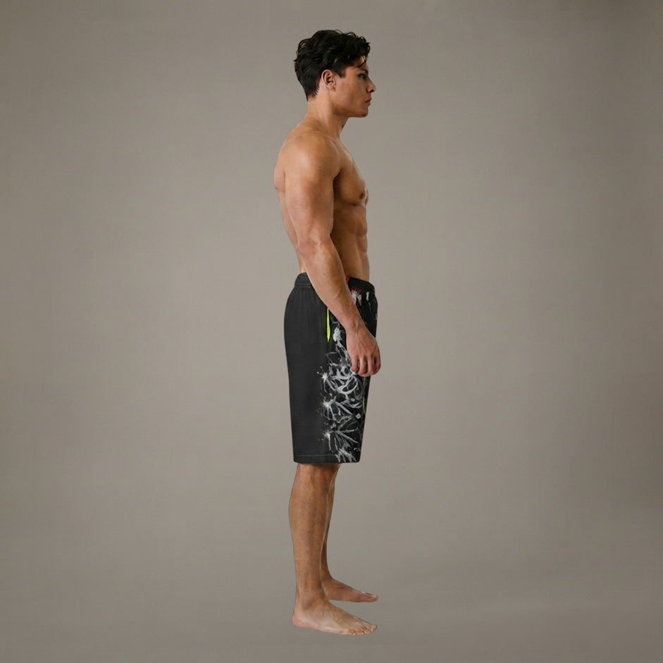 DOMIN8NY Graffiti Skull Over-the-Knee Shorts
