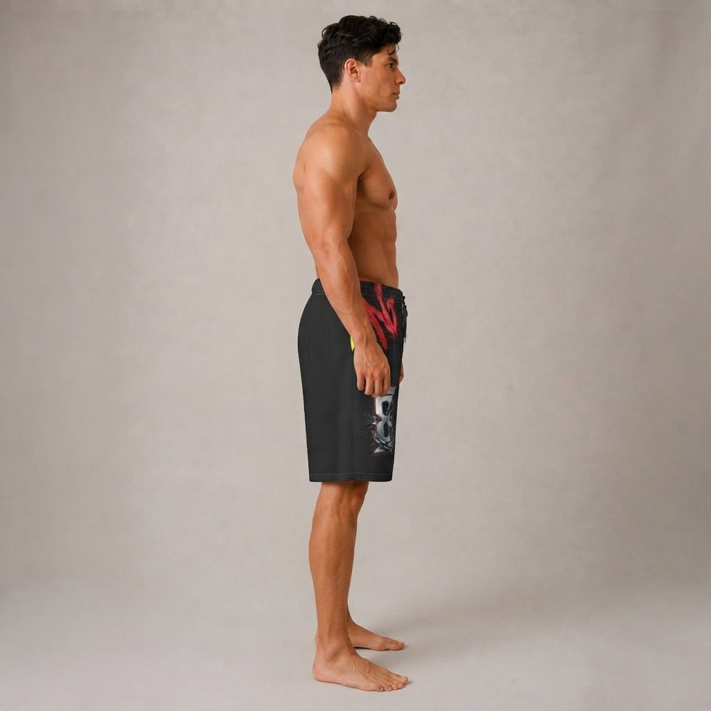 DOMIN8NY Graffiti Pitbull Over-the-Knee Shorts