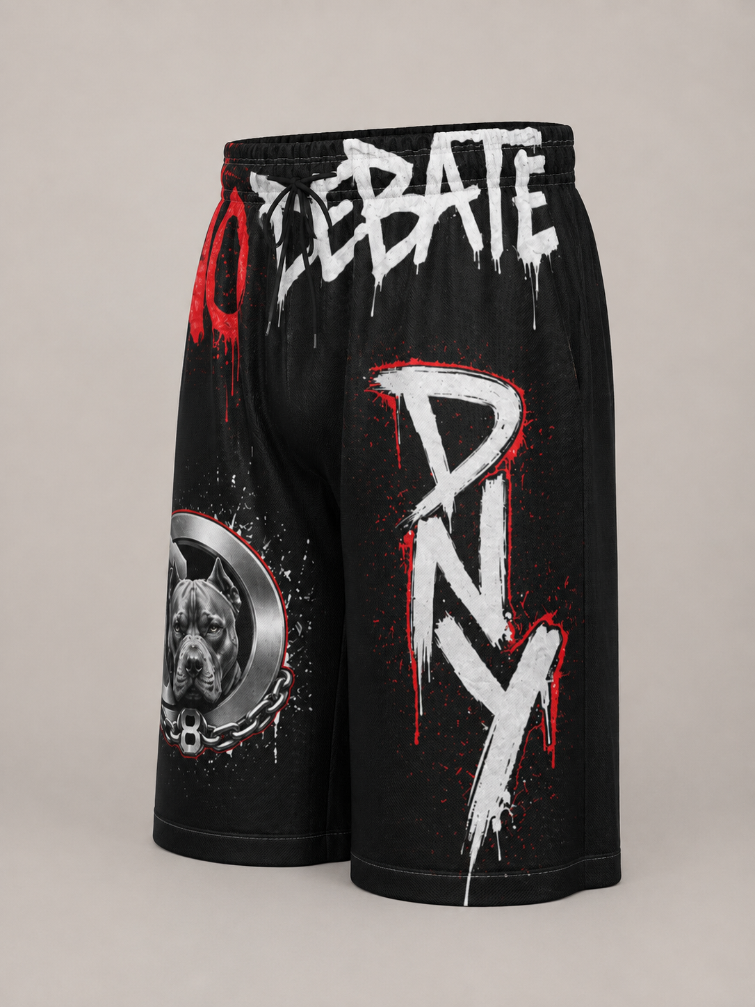 DOMIN8NY Graffiti Pitbull Over-the-Knee Shorts — product image 8