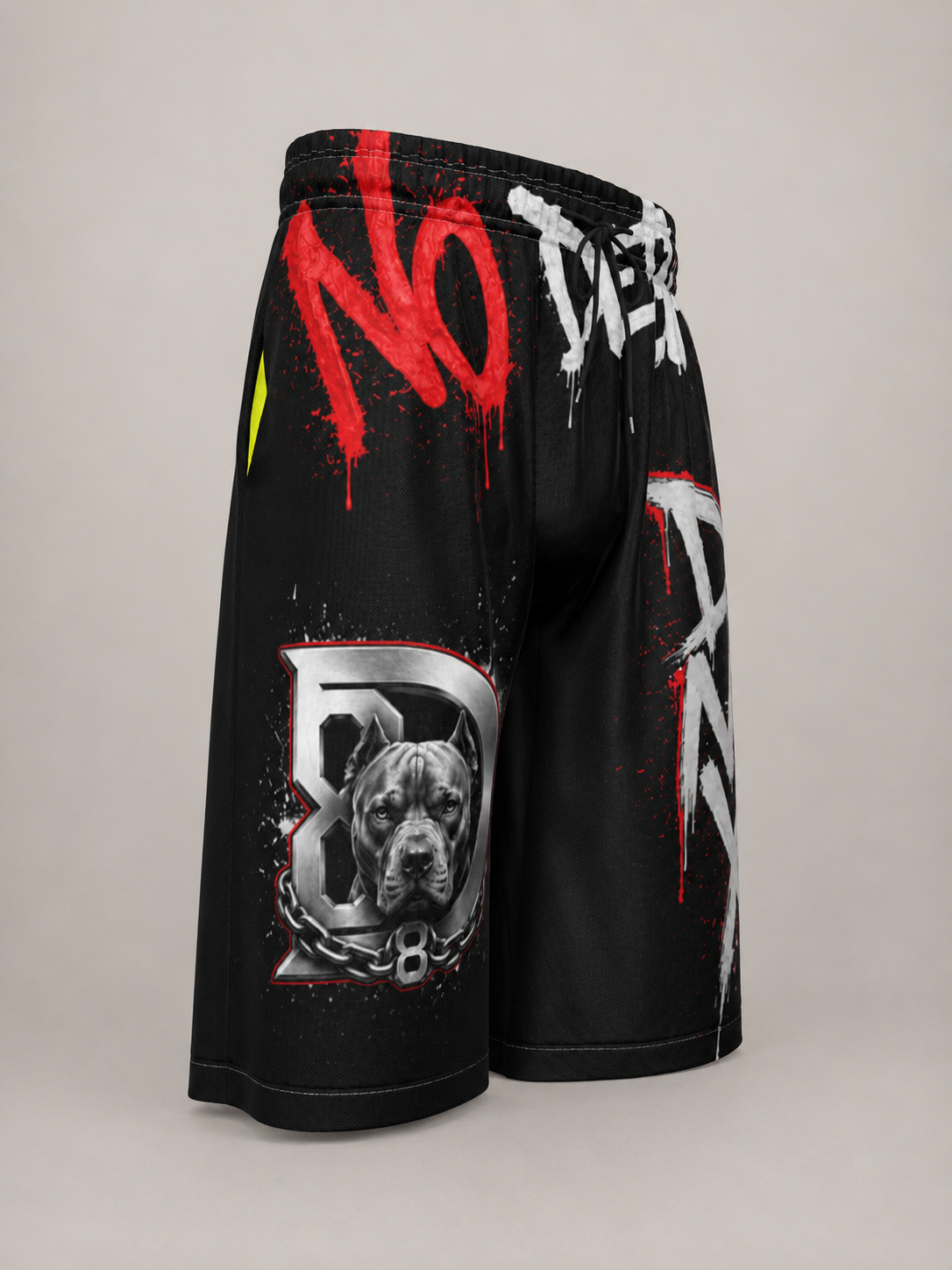 DOMIN8NY Graffiti Pitbull Over-the-Knee Shorts — product image 10