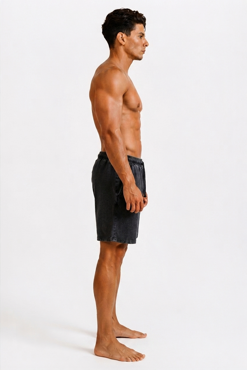 DOMIN8NY Lion Vintage-Wash Drawstring Shorts