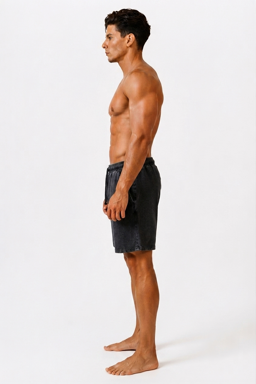 DOMIN8NY Lion Vintage-Wash Drawstring Shorts