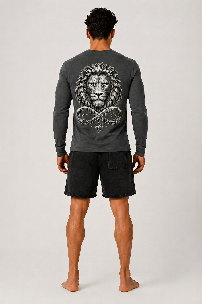 DOMIN8NY Lion graphic long-sleeve T-shirt, lifestyle view