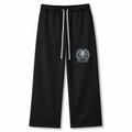 Model wearing the black DOMIN8NY Lion straight-leg pants, video preview