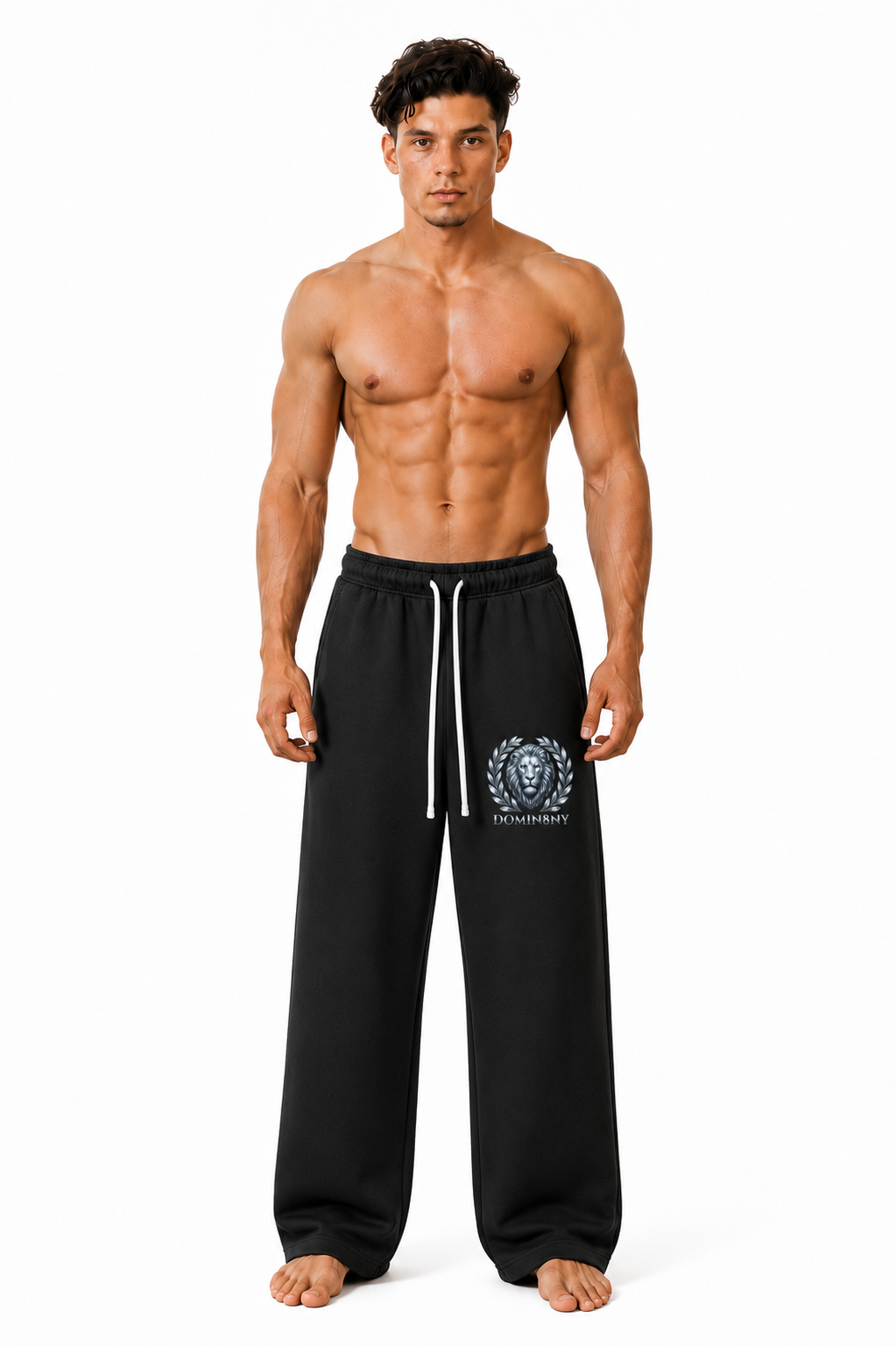 DOMIN8NY Lion straight-leg pants, drawstring detail view