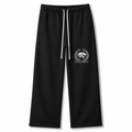 Model wearing the black DOMIN8NY Royal Flush straight-leg pants, video preview