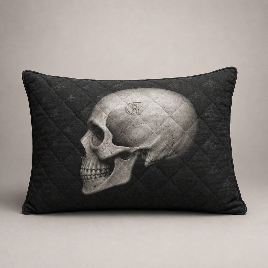 Skull Quilt & Pillow Cases With  Edge-wrapping Strips
