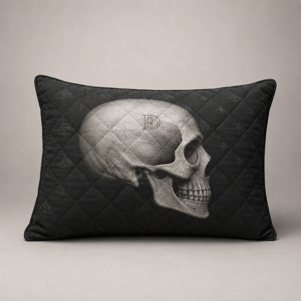 Skull Quilt & Pillow Cases With  Edge-wrapping Strips