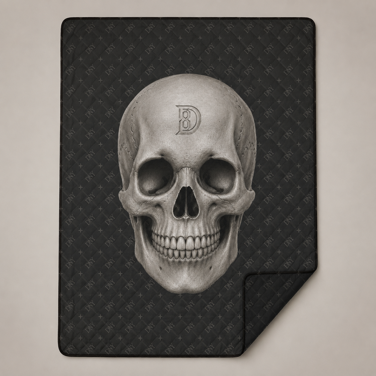 Skull Quilt & Pillow Cases With  Edge-wrapping Strips