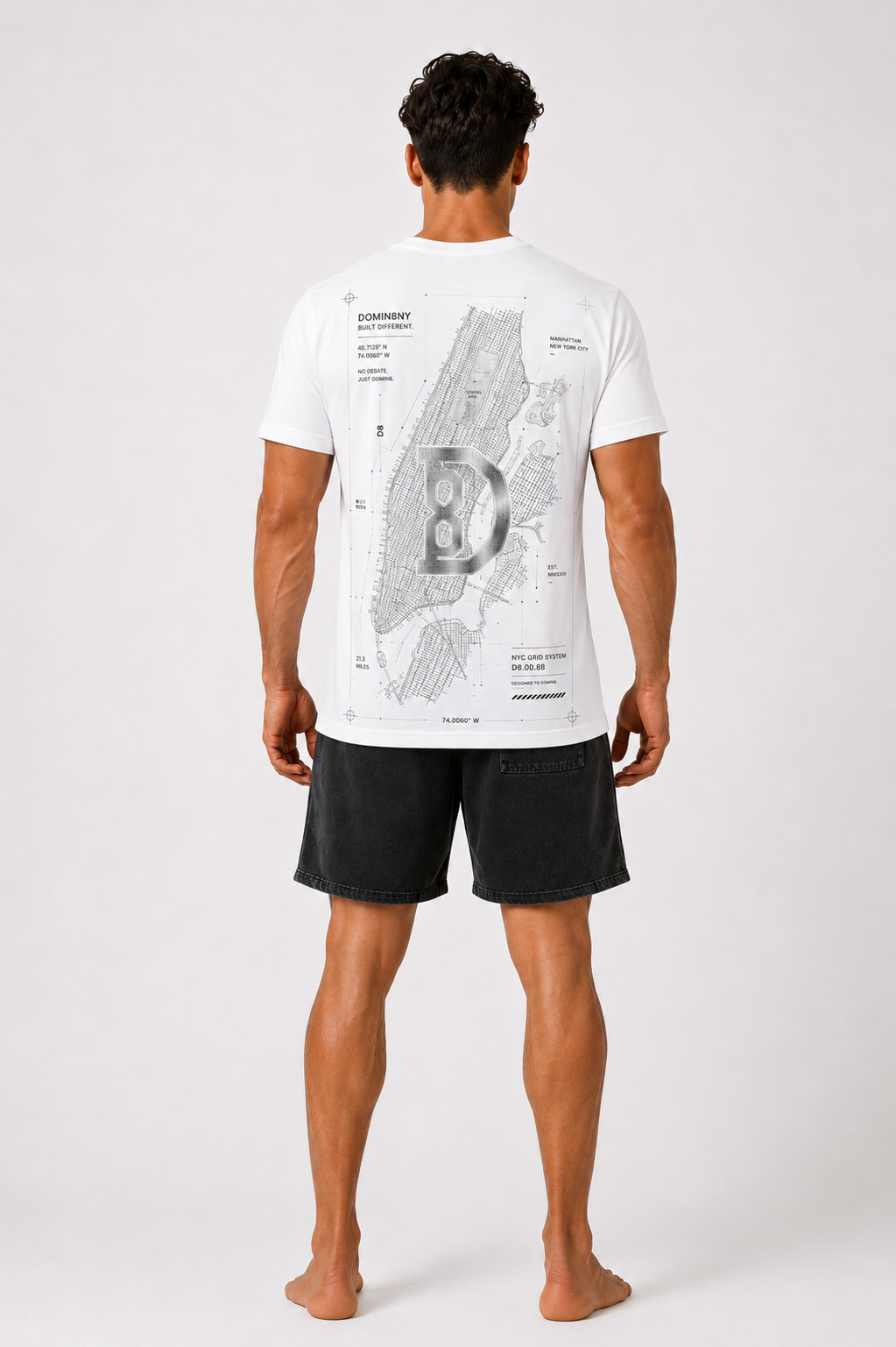 DOMIN8NY NYC Street Grid graphic T-shirt, New York lifestyle view
