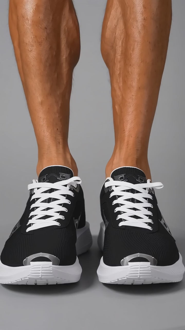 Black DOMIN8NY road running shoe, outer side view